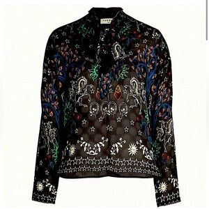 Sandro Tie-Neck Zodiac Novelty Blouse, NEW